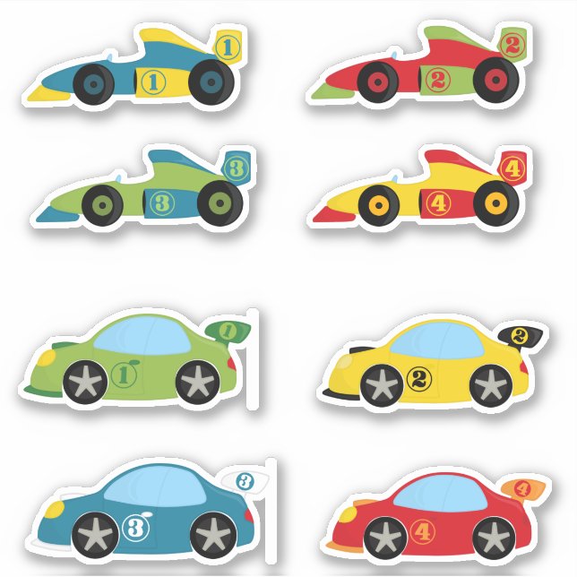 Cool Colourful Race Cars Boys  (Front)