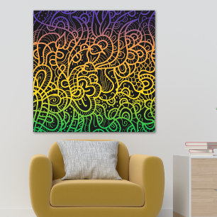 Cool Colourful Rainbow Hand Drawn Doodle Line Art  Canvas Print