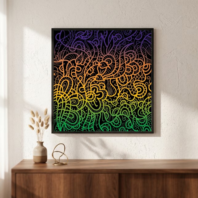 Cool Colourful Rainbow Hand Drawn Doodle Line Art Poster (Creator Uploaded)