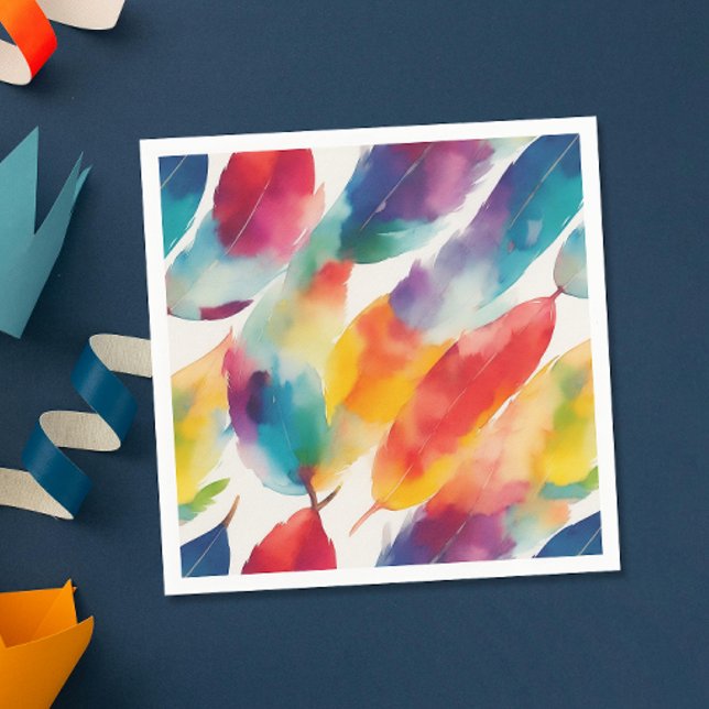 Cool Colourful Rainbow Indian Feather Watercolor  Napkin (Creator Uploaded)