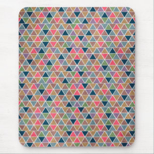 Cool colourful retro geometric triangles pattern mouse mat