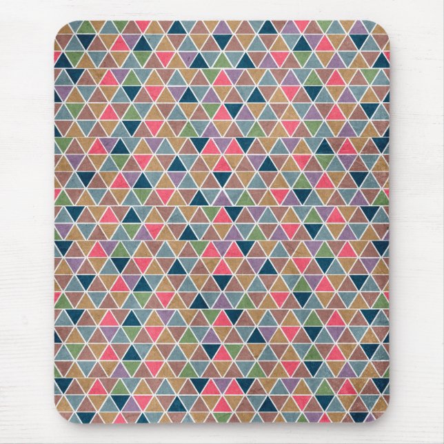 Cool colourful retro geometric triangles pattern mouse mat (Front)