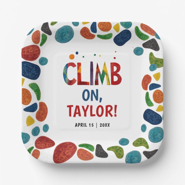Cool Colourful Rock Wall Climb Mountain Adrenaline Paper Plate (Front)
