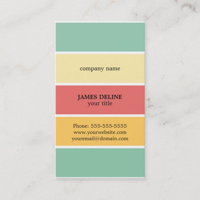 Cool Colourful Striped Professional Painter Business Card (Front)