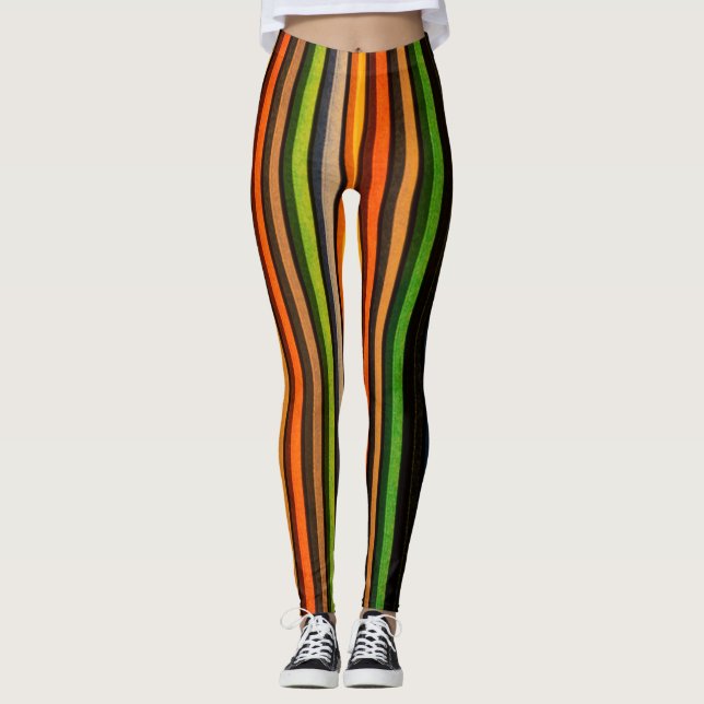 Cool Colourful Stripes Pop Art Retro Style Legging (Front)