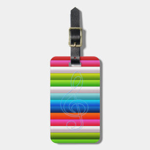 cool colourful stripes with a music note luggage tag