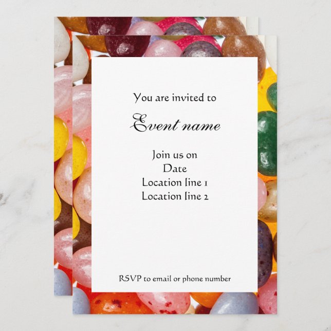 Cool colourful sweet Easter Jelly Bean Candy Invit Invitation (Front/Back)