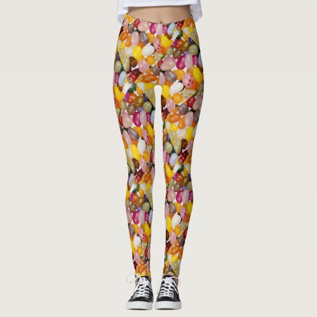 Cool colourful sweet Easter Jelly Beans Candy Leggings (Front)