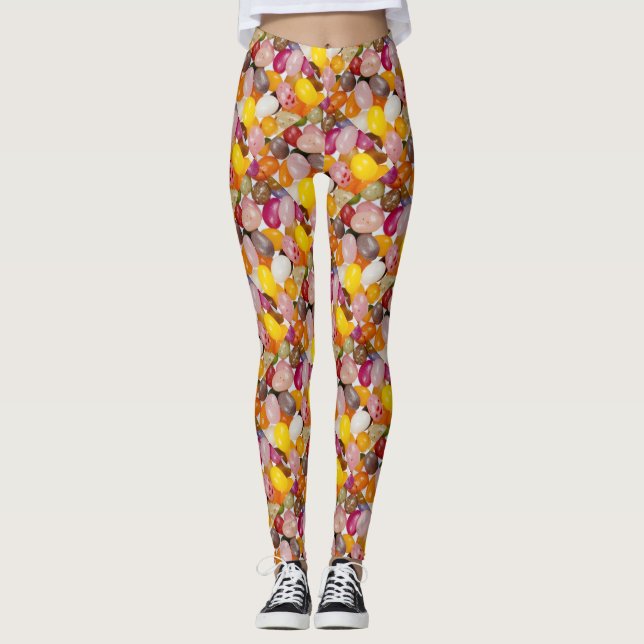 Cool colourful sweet Easter Jelly Beans Candy Leggings (Front)