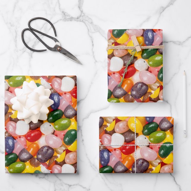 Cool colourful sweet Easter Jelly Beans Candy Wrapping Paper Sheet (Front)