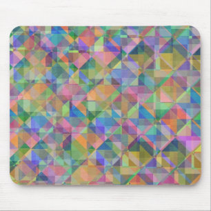 Cool colourful triangles squares shapes overlaid mouse mat