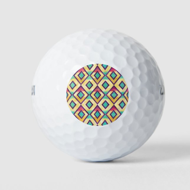 Cool colourful watercolor diamond shapes pattern golf balls (Front)