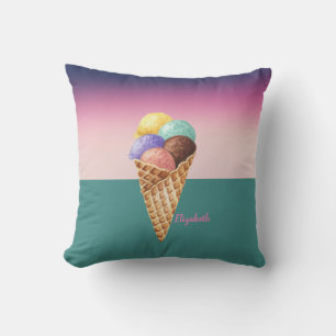 Cool Colourful Watercolor Ice cream   Cushion