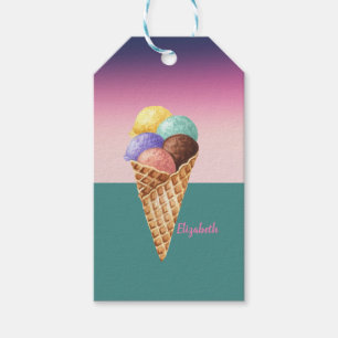 Cool Colourful Watercolor Ice cream    Gift Tags