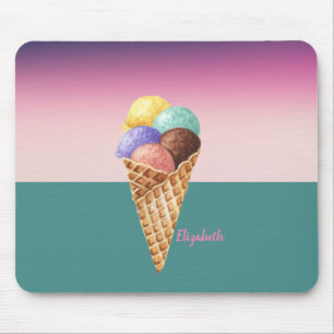 Cool Colourful Watercolor Ice cream Mouse Mat