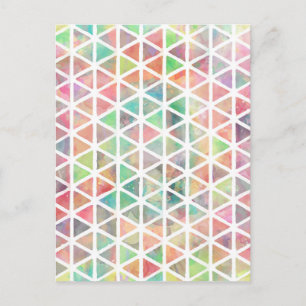 Cool colourful watercolor paint triangles postcard