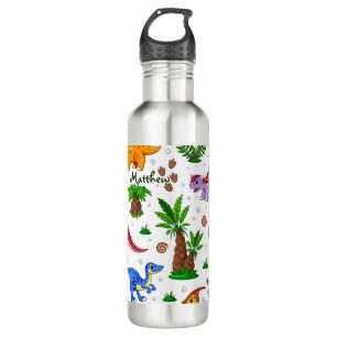 Cool Colourful Watercolor Pattern Jungle Dinosaur 710 Ml Water Bottle