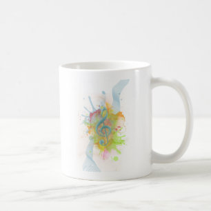 Cool colourful watercolour splatters music notes coffee mug