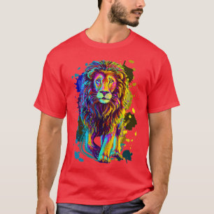 Cool Colourful Wild Lion Stylish Lion Graphic Desi T-Shirt
