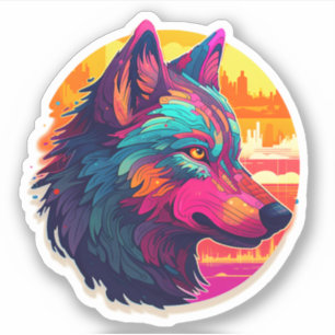 Cool Colourful Wolf Face Adorable Wild Animal