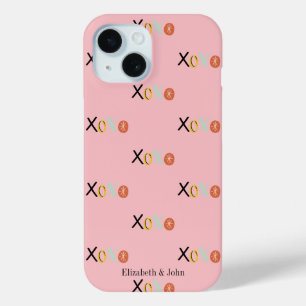Cool Colourful "XOXO" Hearts Valentine's Day iPhone 15 Case