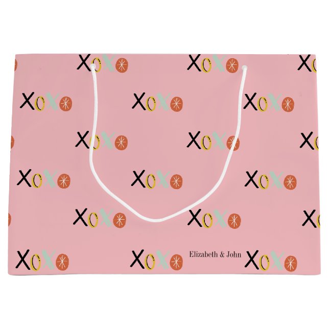 Cool Colourful "XOXO" Hearts Valentine's Day   Large Gift Bag (Front)