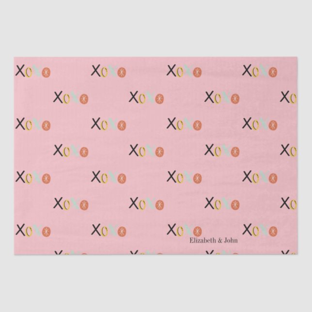 Cool Colourful "XOXO" Hearts Valentine's Day   Tissue Paper (Front)