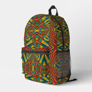 Cool Colourful Yellow Red Blue Vintage Add Monogra Printed Backpack