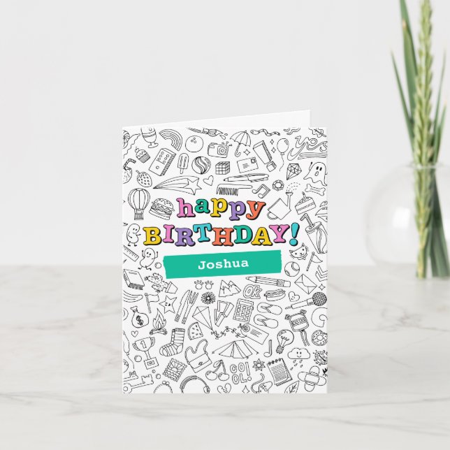Cool Colouring customisable birthday card (Front)