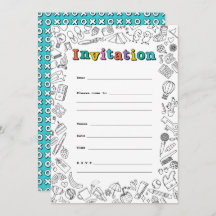 Cool Colouring flat invitation card