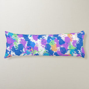 Cool Colours Abstract Splatter Paint, Blurple Body Cushion
