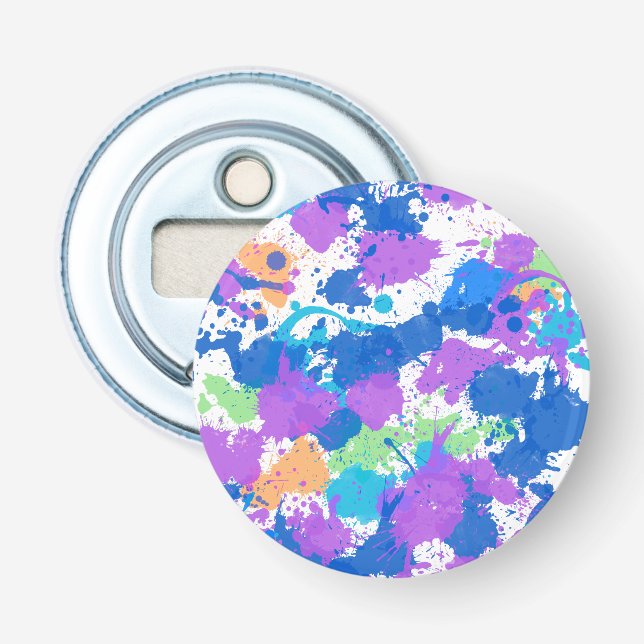 Cool Colours Abstract Splatter Paint, Blurple Bottle Opener (Front)