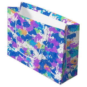 Cool Colours Abstract Splatter Paint, Blurple Large Gift Bag