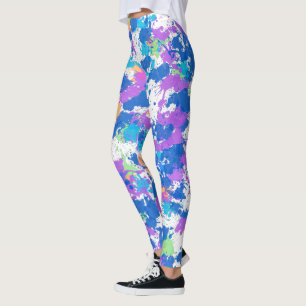 Cool Colours Abstract Splatter Paint, Blurple Leggings