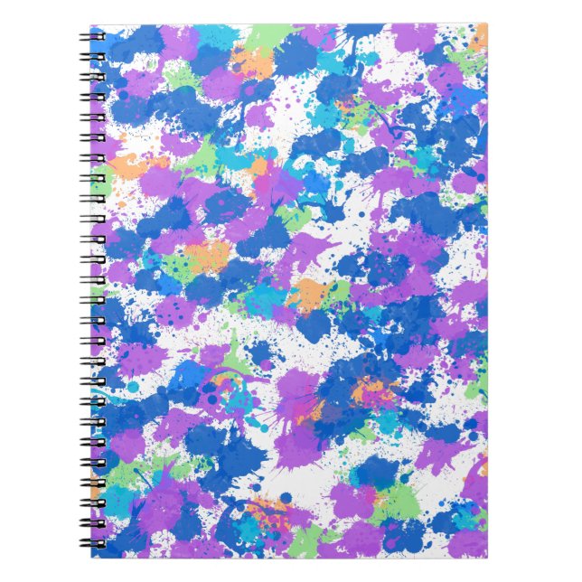 Cool Colours Abstract Splatter Paint, Blurple Notebook (Front)