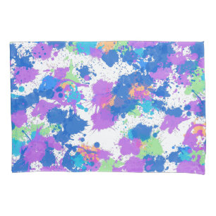Cool Colours Abstract Splatter Paint, Blurple Pillowcase