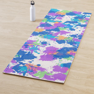 Cool Colours Abstract Splatter Paint, Blurple Yoga Mat