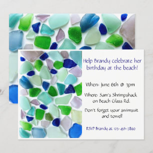 Cool Colours Sea Glass Beach Party Invitation