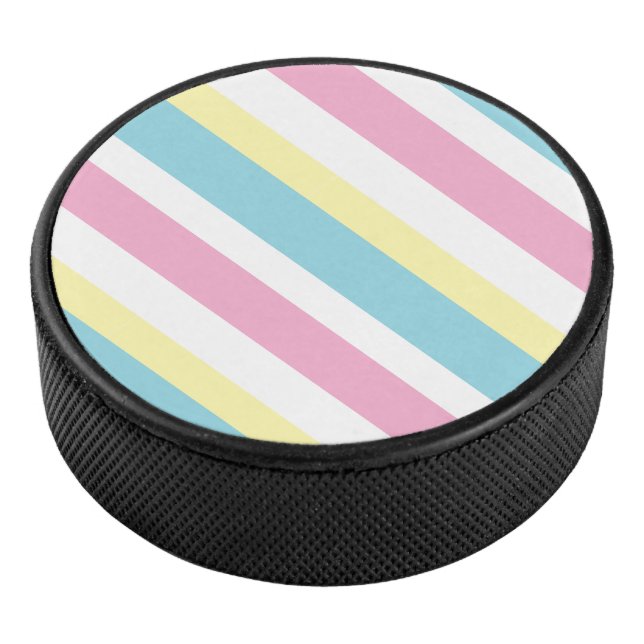 Cool Colours Stripes Pattern  Hockey Puck (3/4)