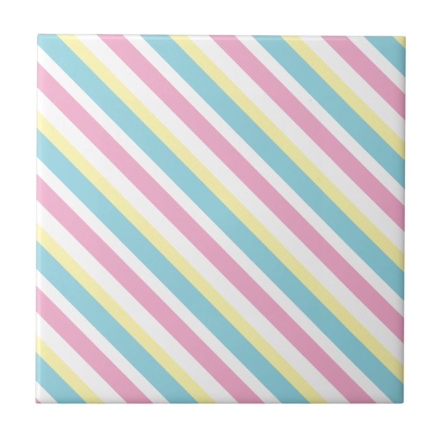 Cool Colours Stripes Pattern  Tile (Front)