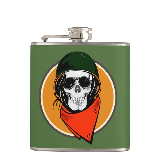 Cool Combat Skull Hip Flask (Front)
