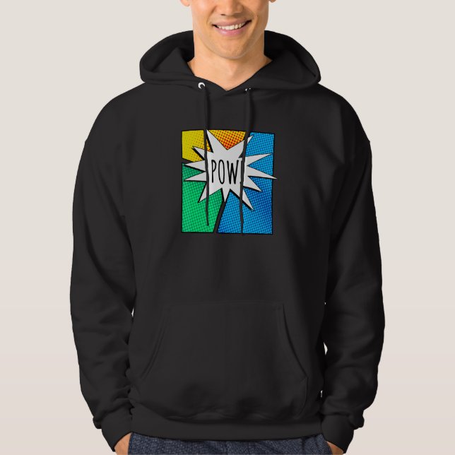 Cool Comic Book Colourful Pow Short Sleeve Hoodie (Front)