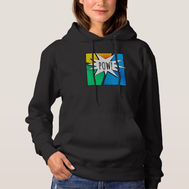 Cool Comic Book Colourful Pow Short Sleeve Hoodie (Front)