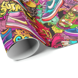 Cool comic graffiti tiled pattern wrapping paper