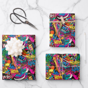 Cool comic graffiti tiled pattern wrapping paper sheet
