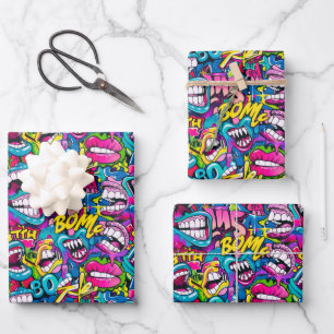 Cool comic graffiti tiled pattern  wrapping paper sheet