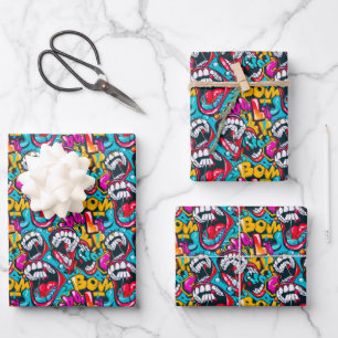 Cool comic graffiti tiled pattern  wrapping paper sheet