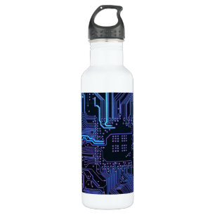 Cool Computer Circuit Board Blue 710 Ml Water Bottle