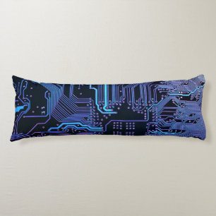 Cool Computer Circuit Board Blue Body Cushion