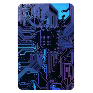 Cool Computer Circuit Board Blue Magnet